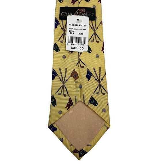 Silk Golf Tie Mens Necktie Yellow Bloomingdales NWT - Picture 4 of 6